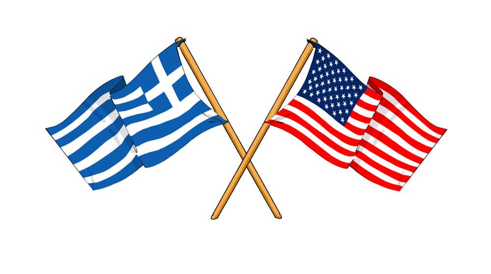 Greece USA flags